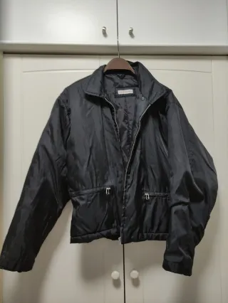 Chaqueta Bomber Negra T.44 Cuello Desmontable