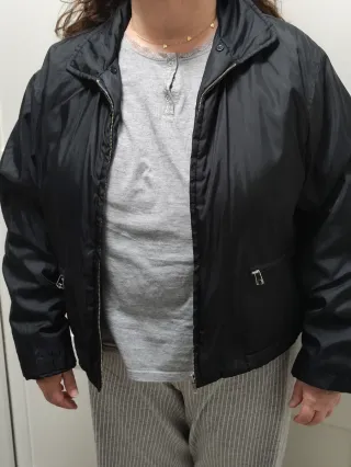 Chaqueta Bomber Negra T.44 Cuello Desmontable