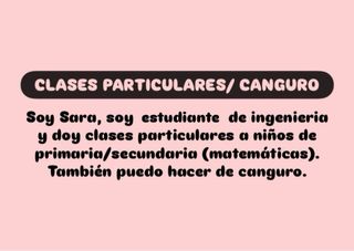 Clases particulares/ canguro
