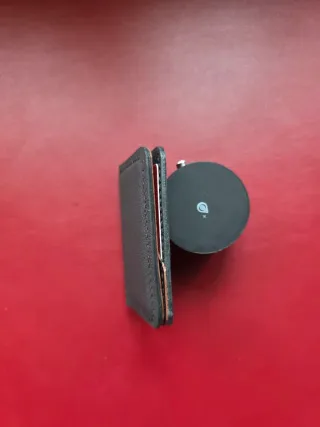 Cartera Bifold Cuero Marrón y Rojo