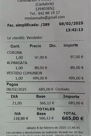 Vestido de Comunión