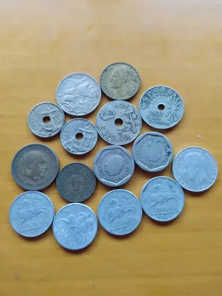 Lote monedas españolas antiguas circuladas