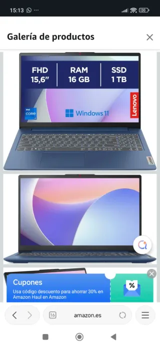 Portátil Lenovo i7 Azul 16GB RAM 1TB SSD