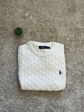 Jersey Polo Ralph Lauren Blanco Punto Trenzado