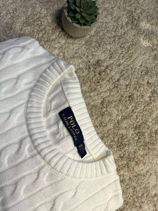 Jersey Polo Ralph Lauren Blanco Punto Trenzado