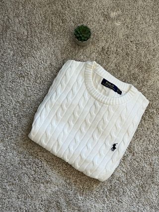 Jersey Polo Ralph Lauren Blanco Punto Trenzado
