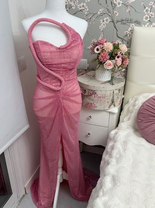 Vestido fiesta metalizado rosa talla S