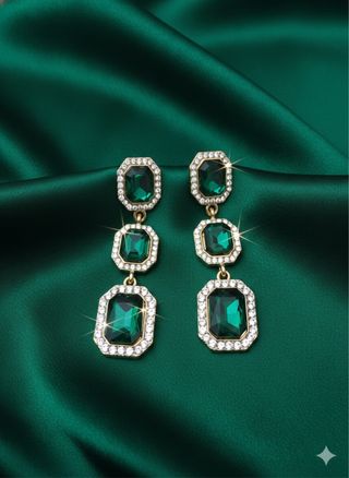 Pendientes VERDE ESMERALDA Fiesta / Boda - ¡