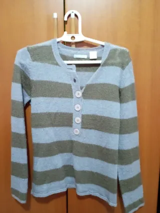 Jersey suave rayas gris y verde