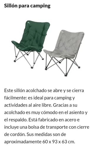 Sillón Plegable Camping Acolchado