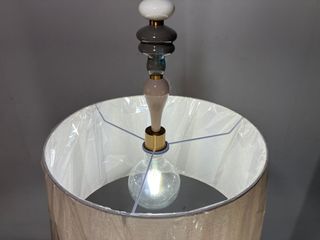 Lampadario metallo ottone/ceramica + paralume