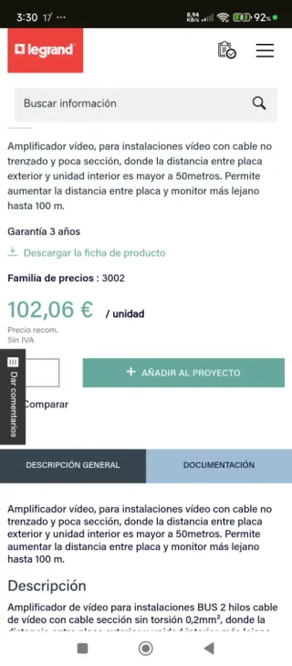 Amplificador vídeo Legrand