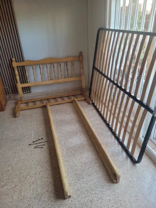 Cama madera pino maciza + somier
