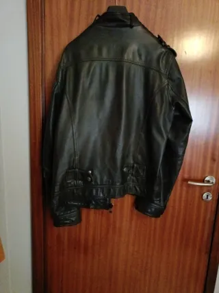 Casaco de Couro Preto/Verde Oliva