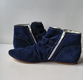 Stivaletti bassi donna blu scamosciati