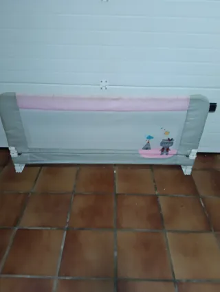 2 Barreras de Cama Infantil Gris y Rosa