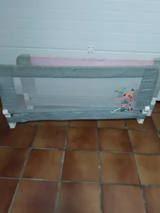 2 Barreras de Cama Infantil Gris y Rosa