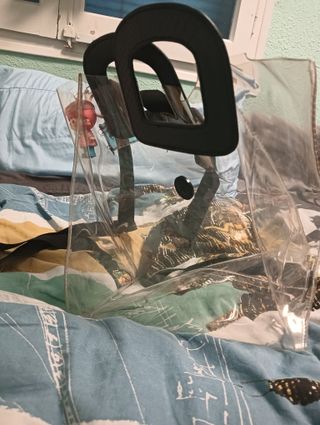 Mochila Transparente Negra con Adorno Rosa