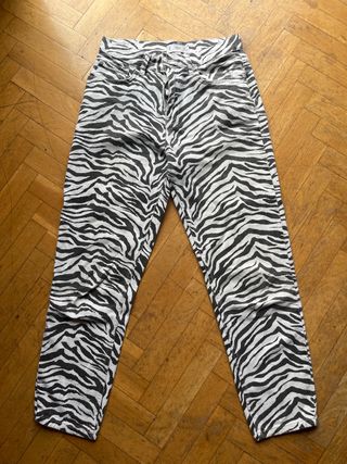 Pantalones Mango Talla XS/34 Estampado Cebra