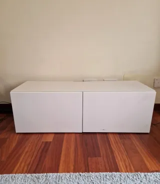 Mueble TV Besta Ikea Blanco cristal y madera