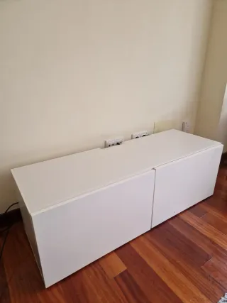 Mueble TV Besta Ikea Blanco cristal y madera