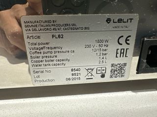 Cafetera Lelit PL62 Grupo E61