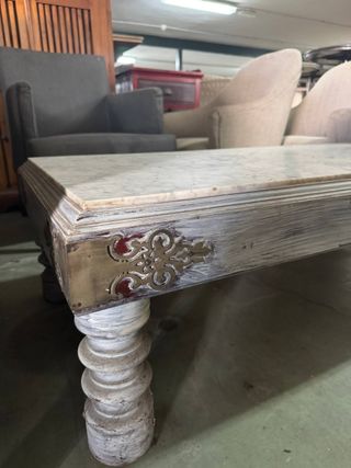 Mesa centro mármol y madera maciza