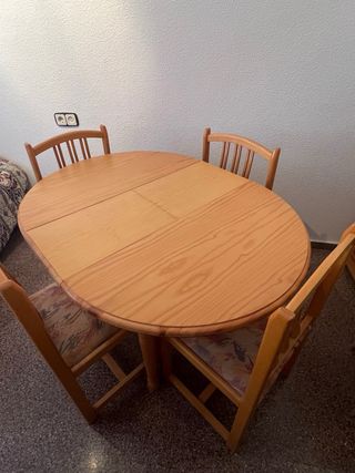 Mesa redonda madera y cristal Ancho 88 x alto 77