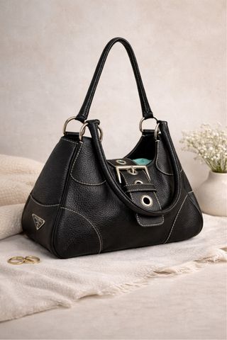 Bolso Prada Hobo 2000s negro de piel auténtica