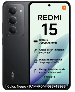 Xiaomi Redmi 15C 128GB 8GB RAM negro