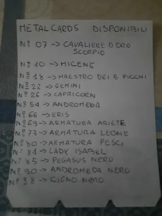 Set 14 Metal Cards I Cavalieri dello Zodiaco