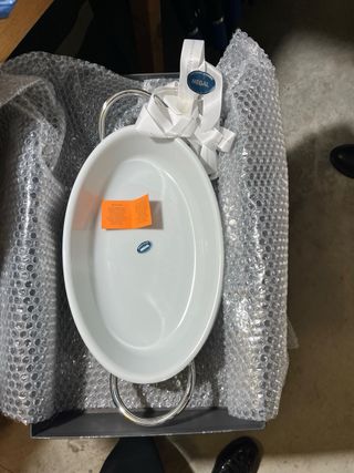 Pirofila con porta pirofila argentato