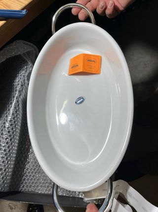 Pirofila con porta pirofila argentato