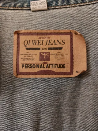 Qi Wei Jeans Giubbotto Denim Uomo Vintage Tg. XL
