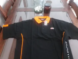 Polo Repsol Negro y Naranja