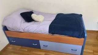 Cama juvenil con cajón + cama nido  con colchones.