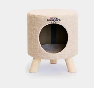 Casa para gatos beige y gris