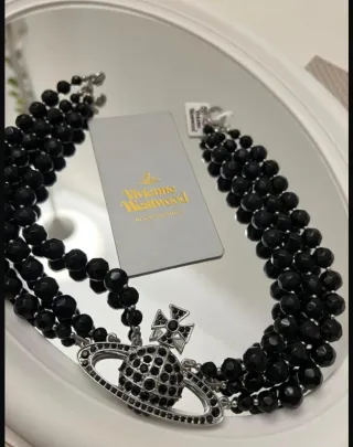 Collar Vivienne Westwood Orb Negro Plata