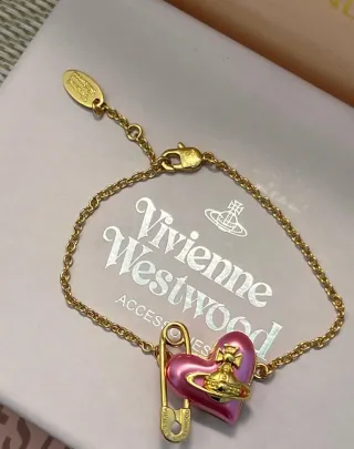 Pulsera Vivienne Westwood Corazón Rosa y Oro