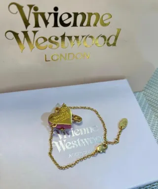 Pulsera Vivienne Westwood Corazón Rosa y Oro