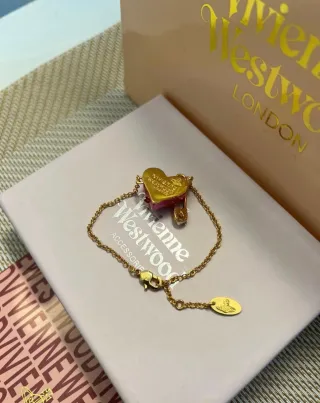 Pulsera Vivienne Westwood Corazón Rosa y Oro