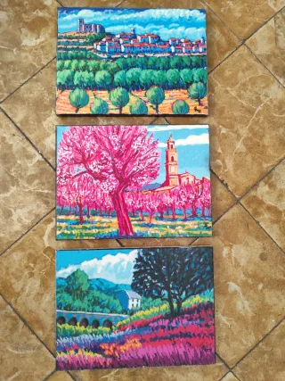 Trittico di quadri paesaggistici