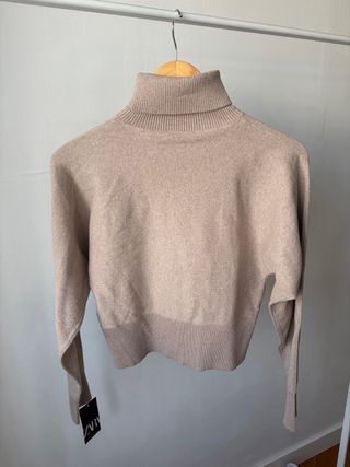 Jersey Zara Talla M Beige Punto Sin Estrenar