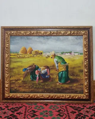 Quadro olio su tela con cornice dorata