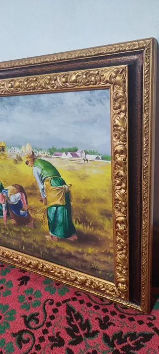 Quadro olio su tela con cornice dorata