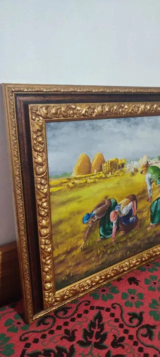 Quadro olio su tela con cornice dorata