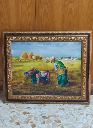 Quadro olio su tela con cornice dorata