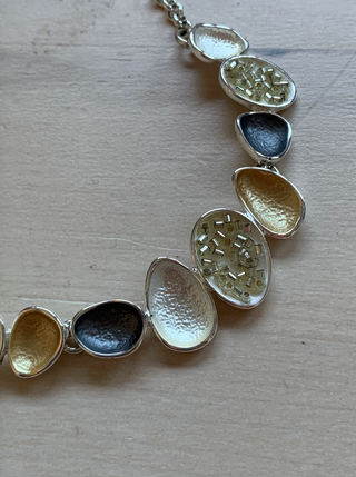 Conjunto collar y pendientes plata multicolor