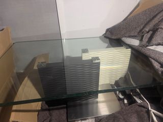 Mesa de centro cristal y metal