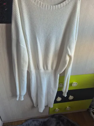 Vestido jersey punto blanco talla única